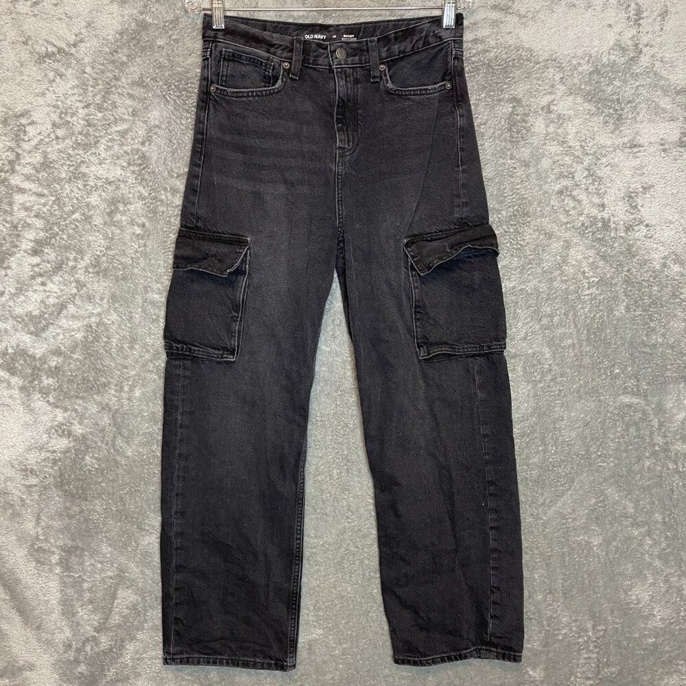 Old Navy Boys Youth Y2K Baggy Loose Straight Cargo Dark Gray Denim Jeans 16